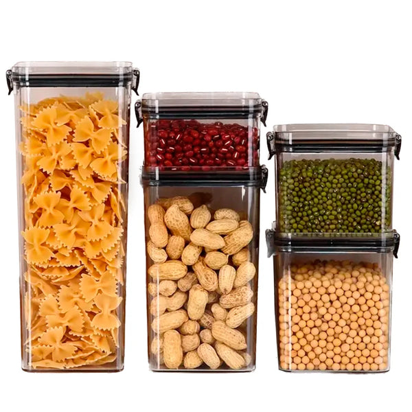Kit com 5 Potes de Acrílico Transparente – Organização, Estilo e Praticidade na Sua Cozinha