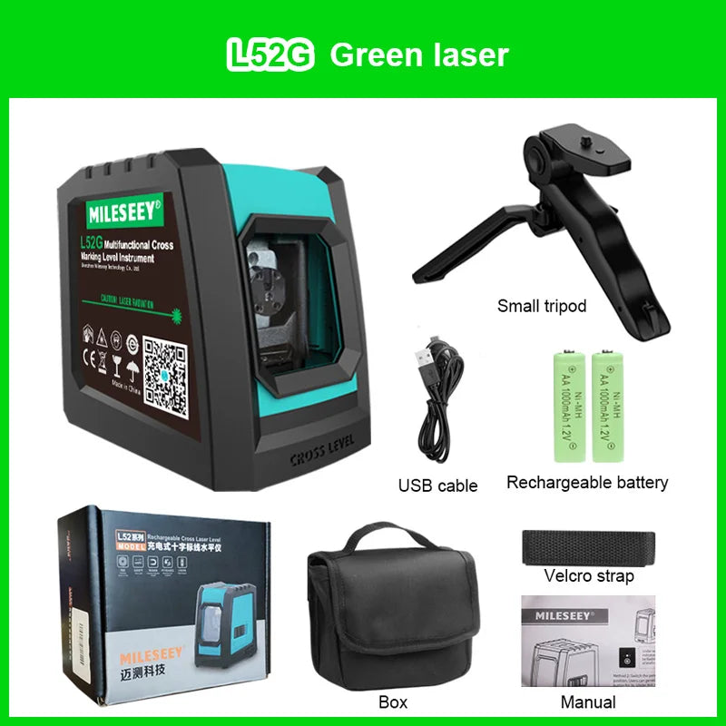 Nível Laser 2 Linhas MiLESEEY L52R / L52G / L62 – Precisão Profissional para Projetos de Alto Nível