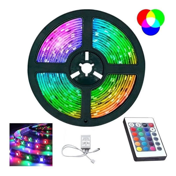 Fita LED RGB 3528 Colorida 5m + Controle Remoto (Sem Fonte) – Ilumine e Decore com Estilo