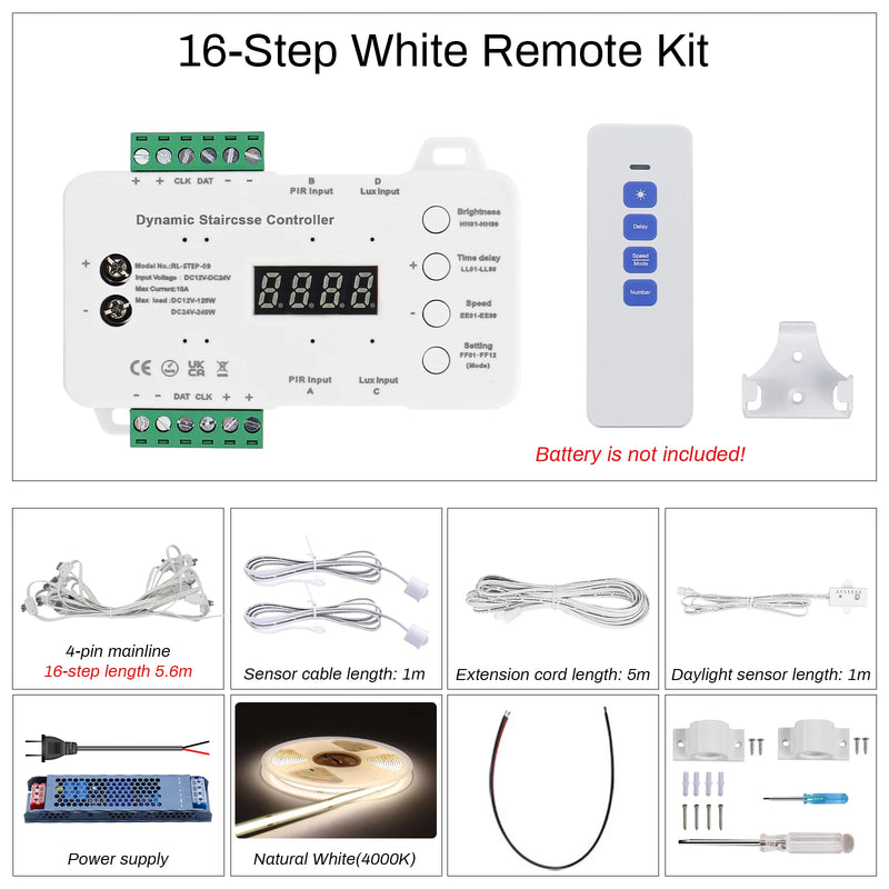 Luz de Escada com Controle Remoto – Sistema Inteligente com Sensor de Movimento e Fita COB LED 3000K
