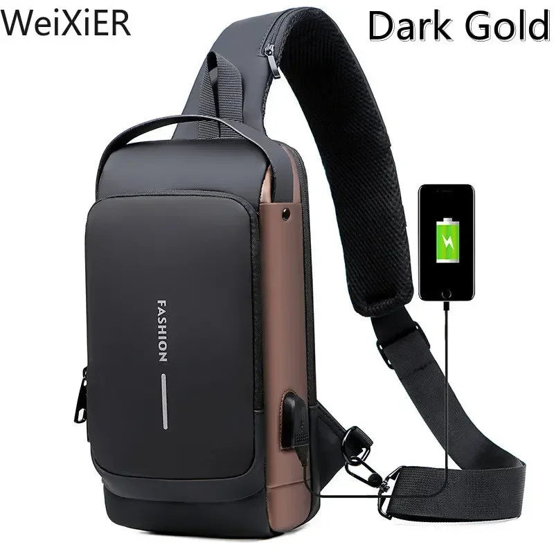 Bolsa Transversal Masculina Antifurto com USB – Ideal para Escola, Viagens e o Dia a Dia