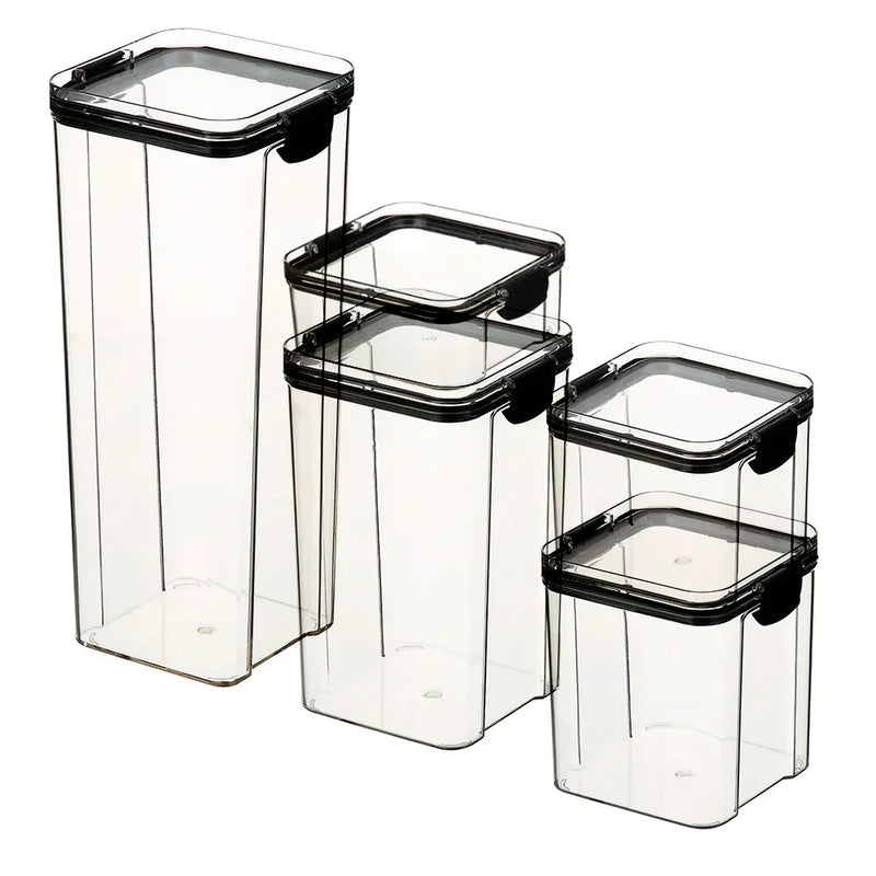 Kit com 5 Potes de Acrílico Transparente – Organização, Estilo e Praticidade na Sua Cozinha