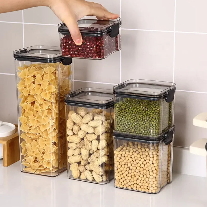 Kit com 5 Potes de Acrílico Transparente – Organização, Estilo e Praticidade na Sua Cozinha