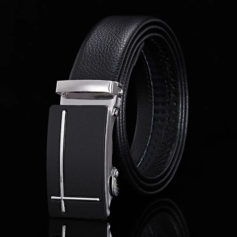 Cinto Masculino de Couro Legitimo com Fivela Automática – Luxo e Sofisticação para Homens de Estilo