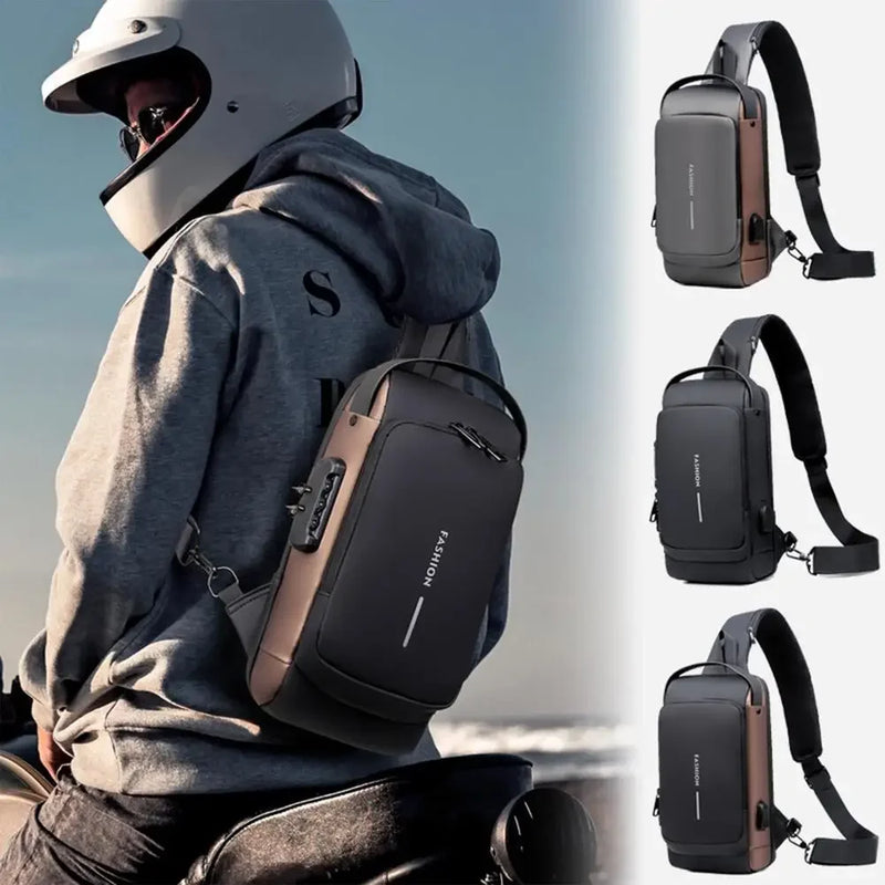 Bolsa Transversal Masculina Antifurto com USB – Ideal para Escola, Viagens e o Dia a Dia