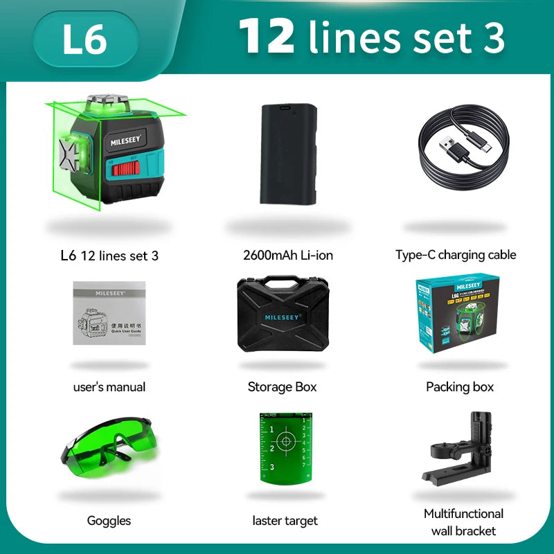 Nível Laser 2 Linhas MiLESEEY L52R / L52G / L62 – Precisão Profissional para Projetos de Alto Nível