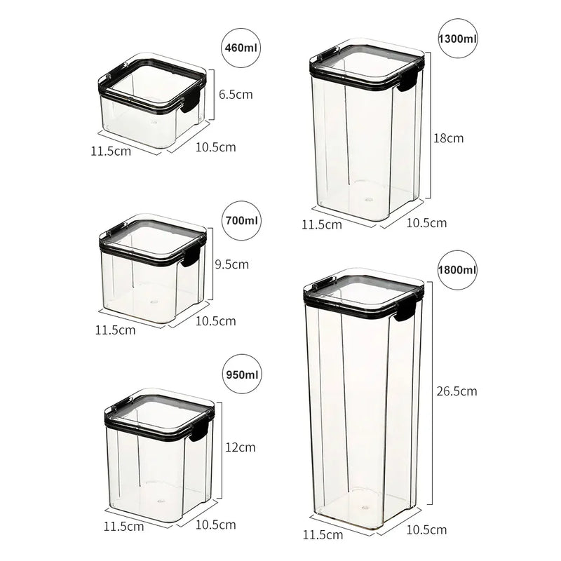 Kit com 5 Potes de Acrílico Transparente – Organização, Estilo e Praticidade na Sua Cozinha