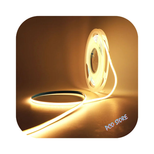 Fita LED COB 480 Leds/m 12V 5m – Branco Quente 3000K com Alto Brilho e IRC 80