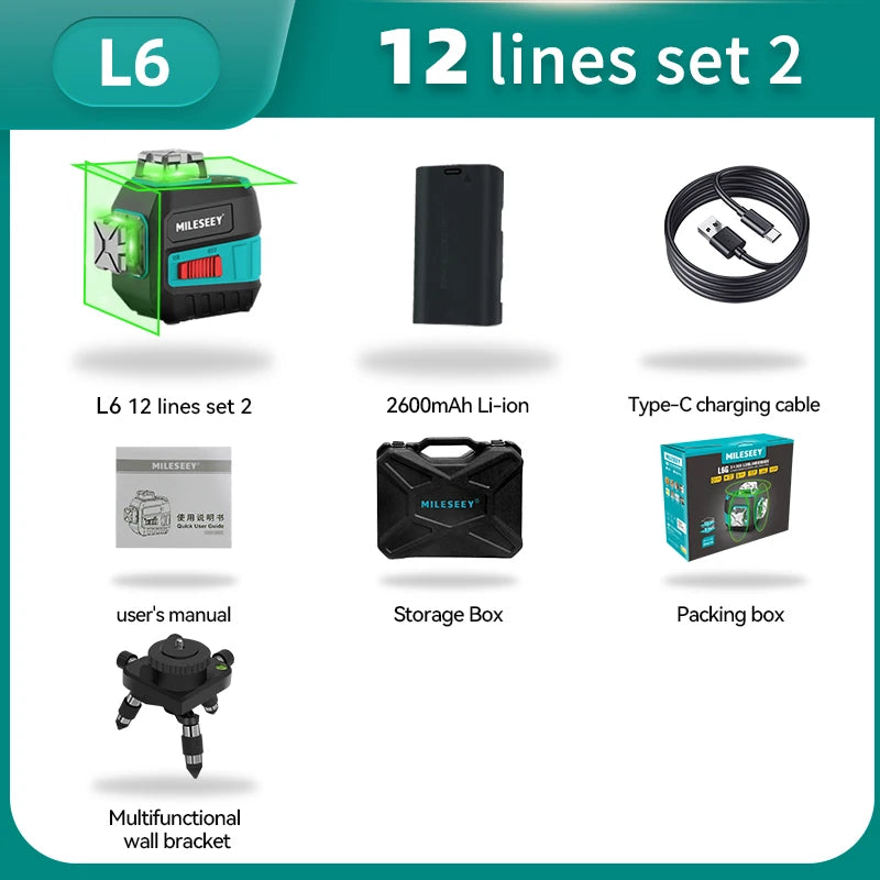 Nível Laser 2 Linhas MiLESEEY L52R / L52G / L62 – Precisão Profissional para Projetos de Alto Nível