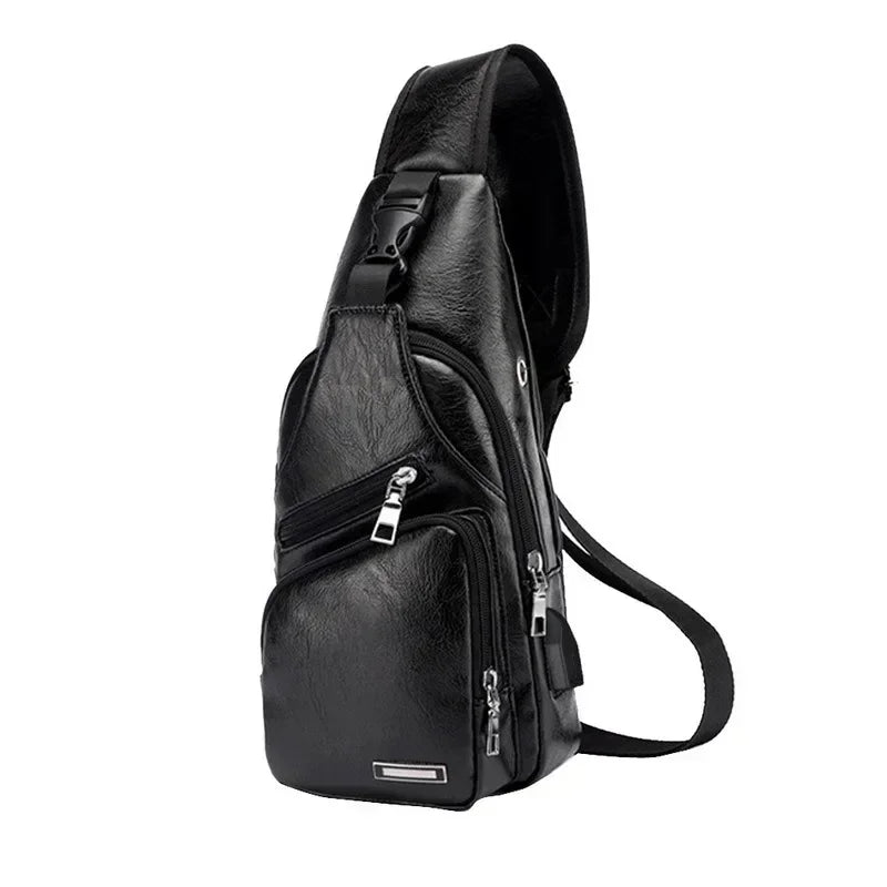Bolsa Transversal Masculina com USB e Furo para Fone – Praticidade, Estilo e Segurança no Seu Dia a Dia