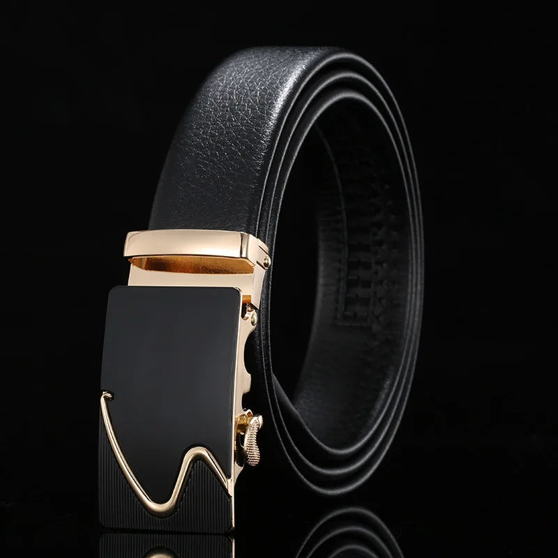 Cinto Masculino de Couro Legitimo com Fivela Automática – Luxo e Sofisticação para Homens de Estilo