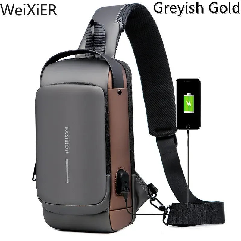 Bolsa Transversal Masculina Antifurto com USB – Ideal para Escola, Viagens e o Dia a Dia