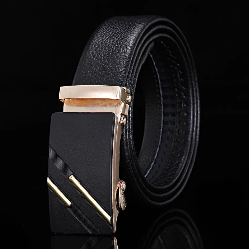 Cinto Masculino de Couro Legitimo com Fivela Automática – Luxo e Sofisticação para Homens de Estilo