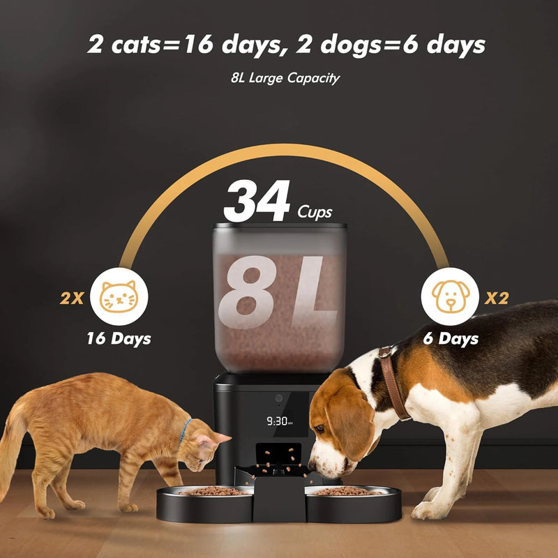 Alimentador Automático Inteligente para Pets  | Com Controle via Botão | Capacidade 8L | Ideal para Gatos e Cães