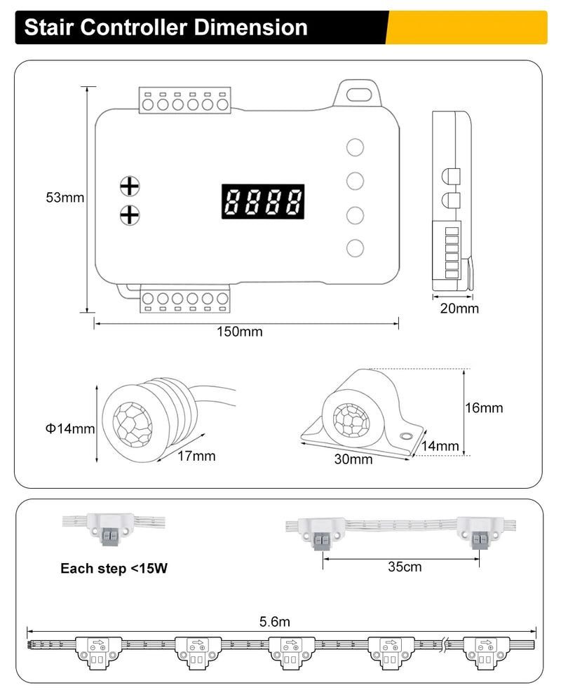 Luz de Escada com Controle Remoto – Sistema Inteligente com Sensor de Movimento e Fita COB LED 3000K