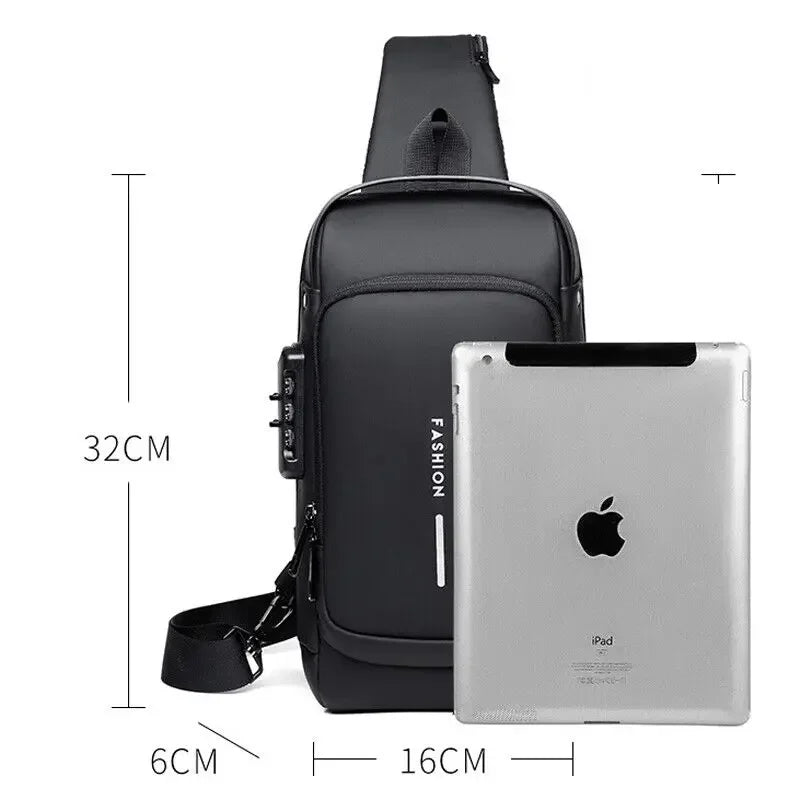 Bolsa Transversal Masculina Antifurto com USB – Ideal para Escola, Viagens e o Dia a Dia