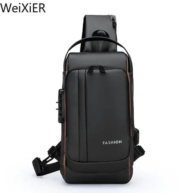 Bolsa Transversal Masculina Antifurto com USB – Ideal para Escola, Viagens e o Dia a Dia