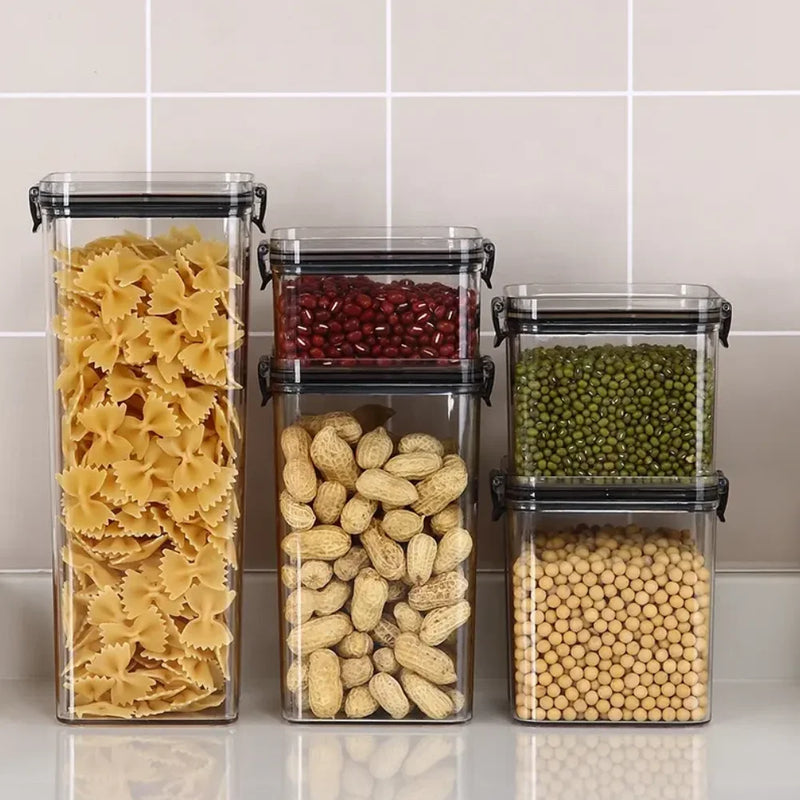 Kit com 5 Potes de Acrílico Transparente – Organização, Estilo e Praticidade na Sua Cozinha