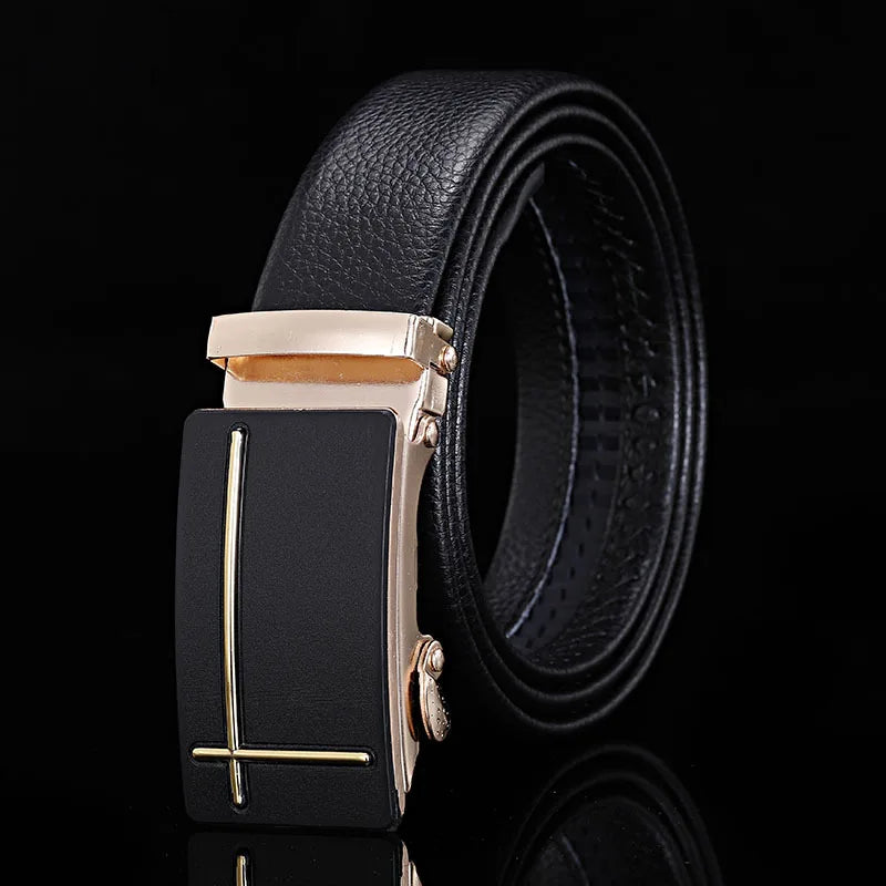 Cinto Masculino de Couro Legitimo com Fivela Automática – Luxo e Sofisticação para Homens de Estilo