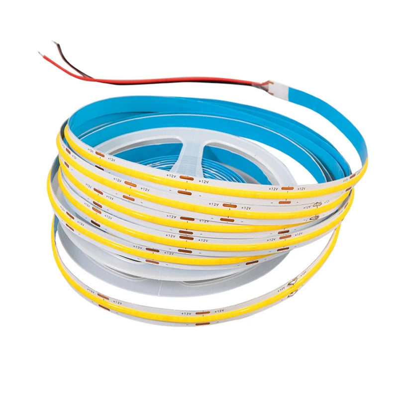Fita LED COB 480 Leds/m 12V 5m – Branco Quente 3000K com Alto Brilho e IRC 80