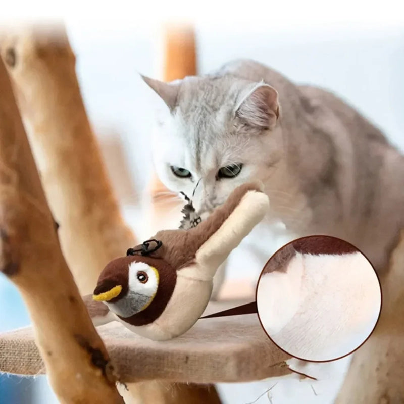 Brinquedo de Passarinho Interativo Recarregável – Diversão Garantida para Seu Gato