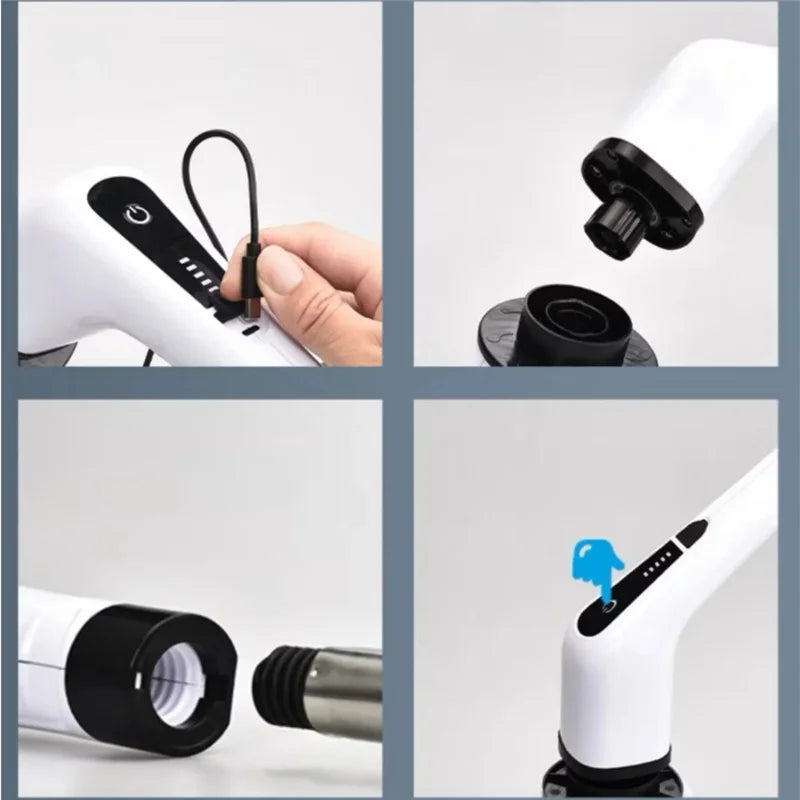 Escova de Limpeza Elétrica Rotativa Multiuso com Cabo Extensível 9 em 1 – Praticidade, Potência e Conforto na Palma da Sua Mão