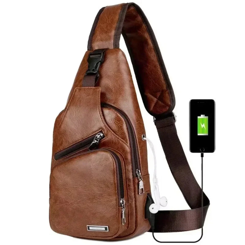Bolsa Transversal Masculina com USB e Furo para Fone – Praticidade, Estilo e Segurança no Seu Dia a Dia