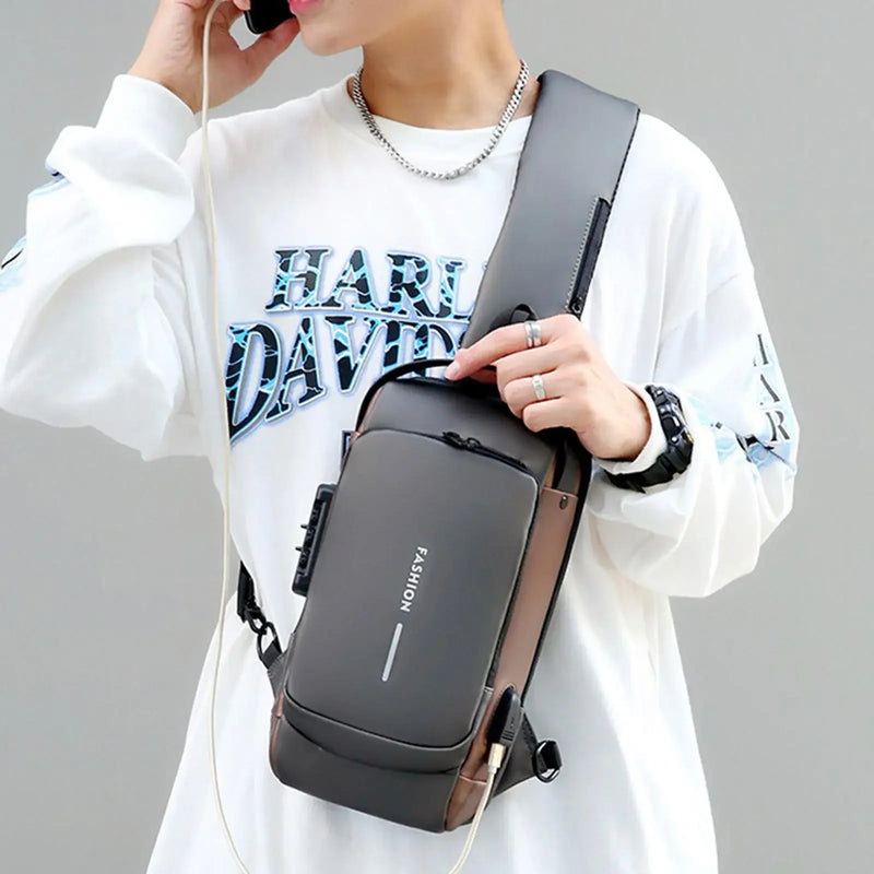 Bolsa Transversal Masculina Antifurto com USB – Ideal para Escola, Viagens e o Dia a Dia