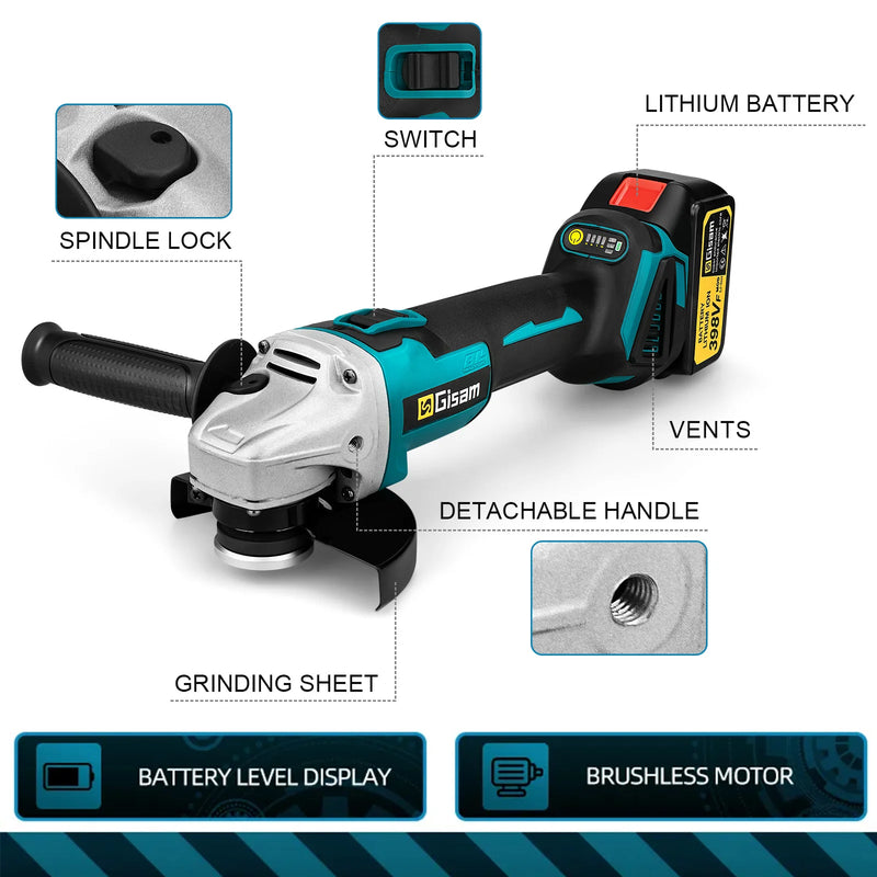Esmerilhadeira Angular Sem Escova 18V | 125mm | Para Bateria Makita | 2 Velocidades