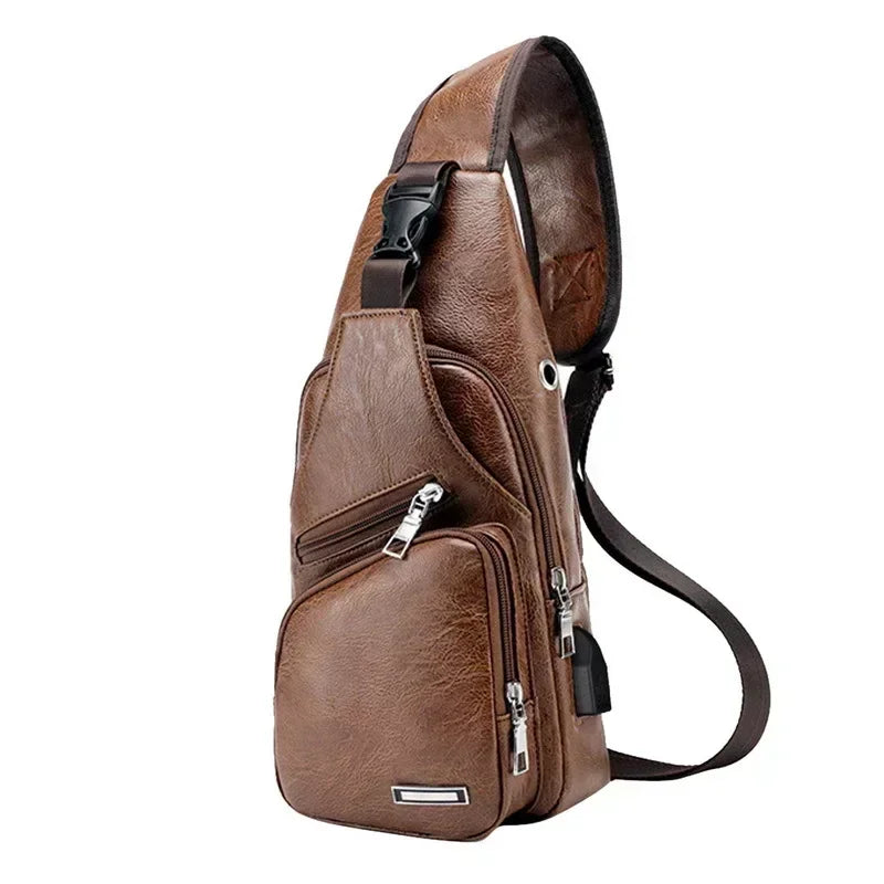 Bolsa Transversal Masculina com USB e Furo para Fone – Praticidade, Estilo e Segurança no Seu Dia a Dia