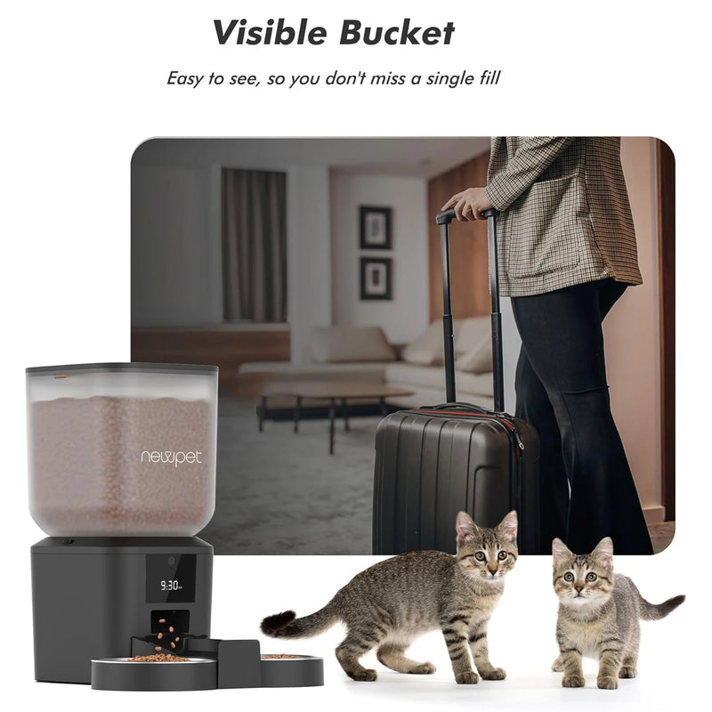 Alimentador Automático Inteligente para Pets  | Com Controle via Botão | Capacidade 8L | Ideal para Gatos e Cães