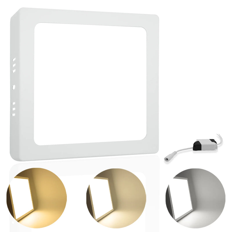 Painel de Teto LED 12W Sobrepor Quadrado – Iluminação Prática, Moderna e Sofisticada