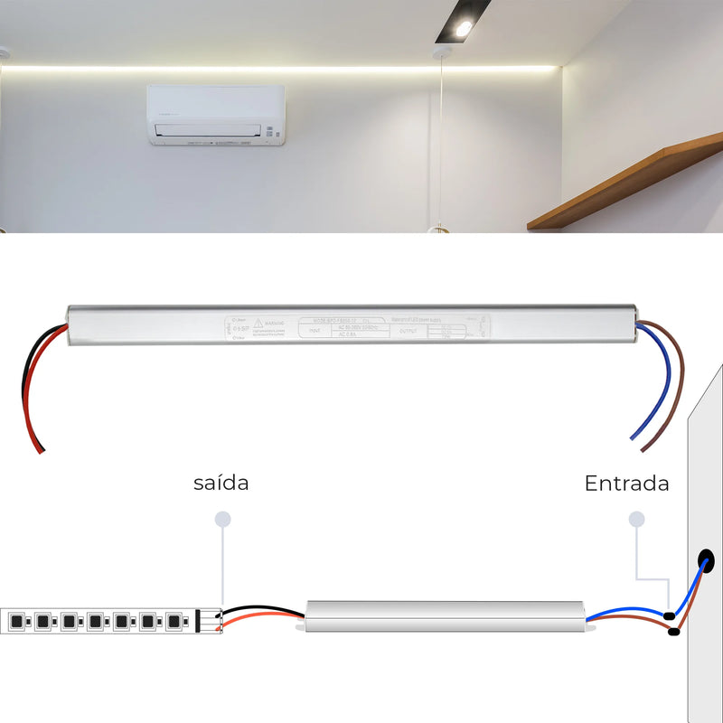 Kit 10 Drivers Slim Source para Fita LED 12V 5A 60W - Conexão de Alta Eficiência