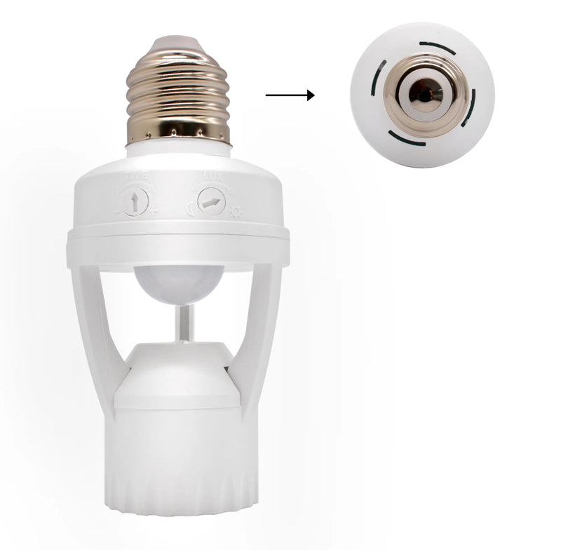 Sensor de Presença com Fotocélula para Lâmpadas E27 – Segurança e Economia Automática