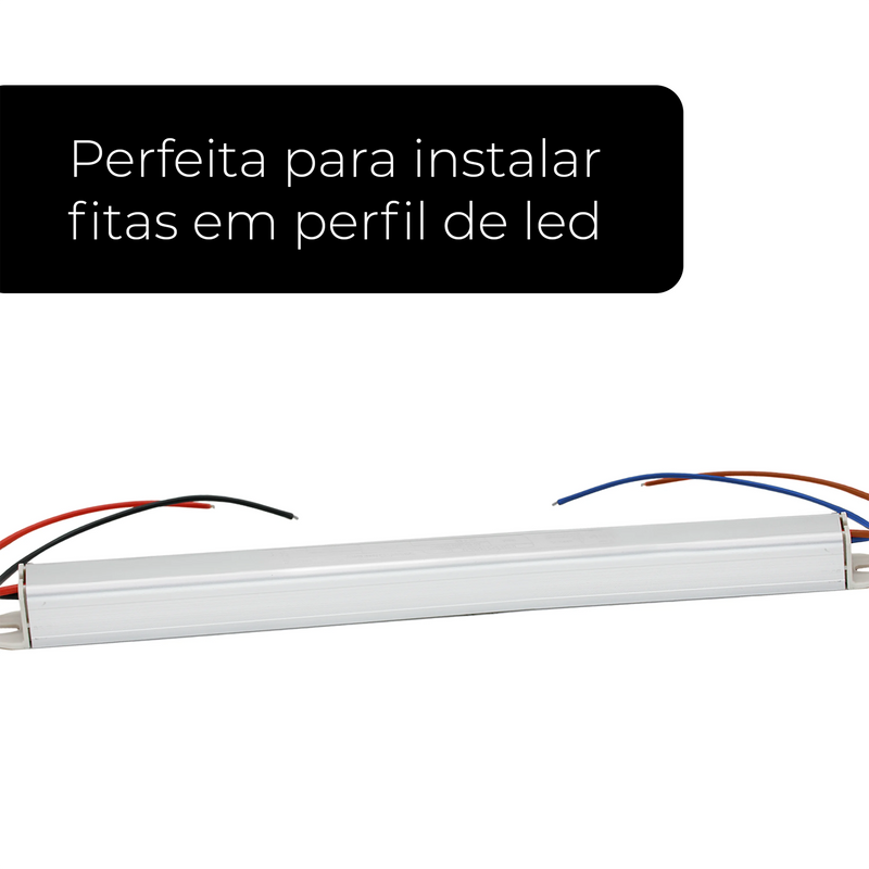 Kit 10 Drivers Slim Source para Fita LED 12V 5A 60W - Conexão de Alta Eficiência