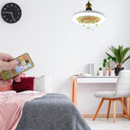 Lâmpada de Teto Inteligente com Ventilador Branco - Luminária com Controle Remoto