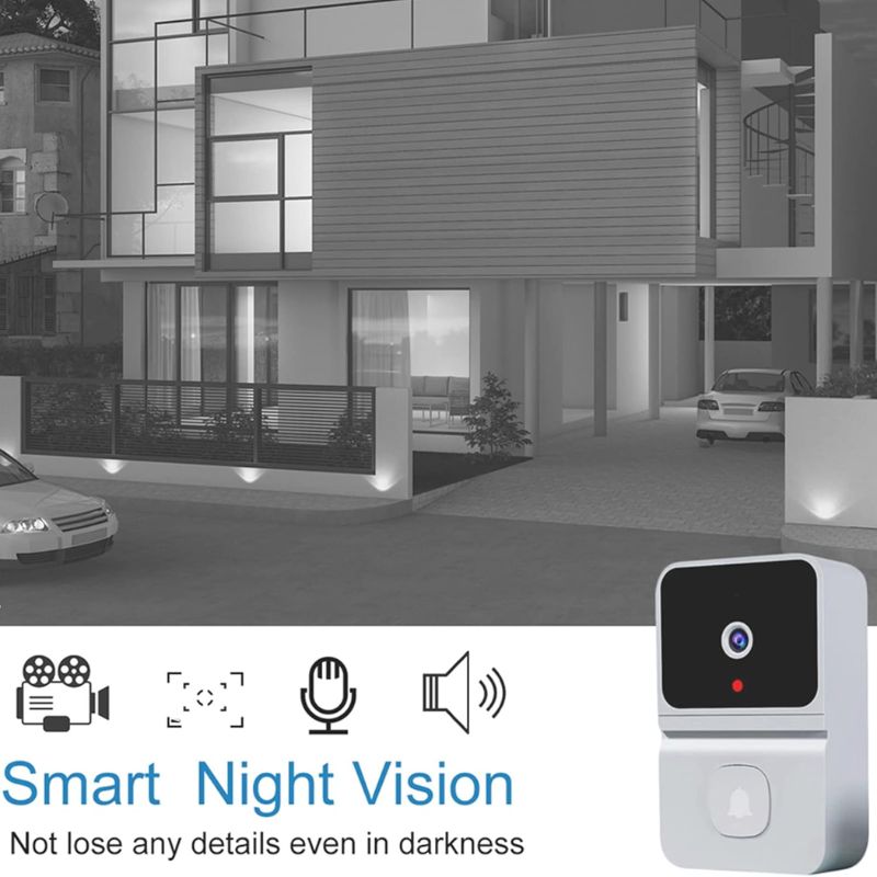 Campainha de Vídeo Inteligente Wi-Fi com Visão Noturna e App Premium Branco– Segurança, Conectividade e Praticidade na Palma da Sua Mão