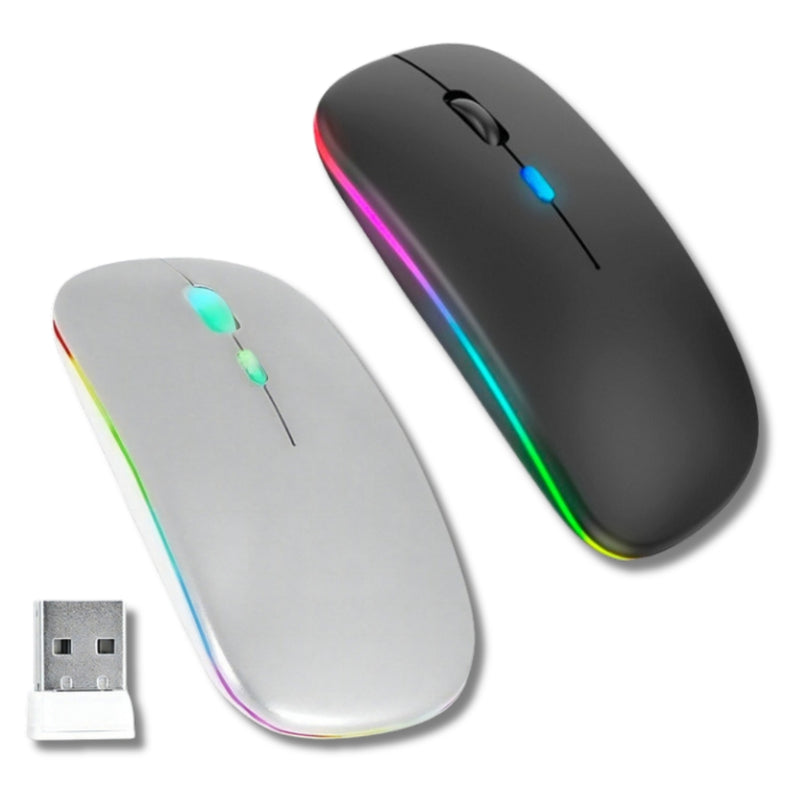 Mouse Sem Fio Bluetooth Recarregável com LED Preto – Liberdade, Estilo e Precisão