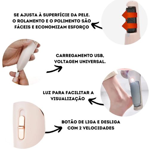 Lixa de Pé Elétrica Recarregável à Prova D’Água – Pés Macios com Toque Profissional em Casa