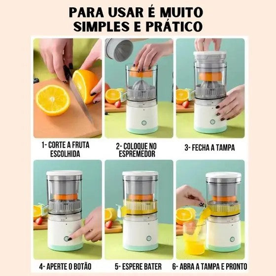 Espremedor de Frutas Mini Automático Recarregável – Portátil, Prático e Moderno