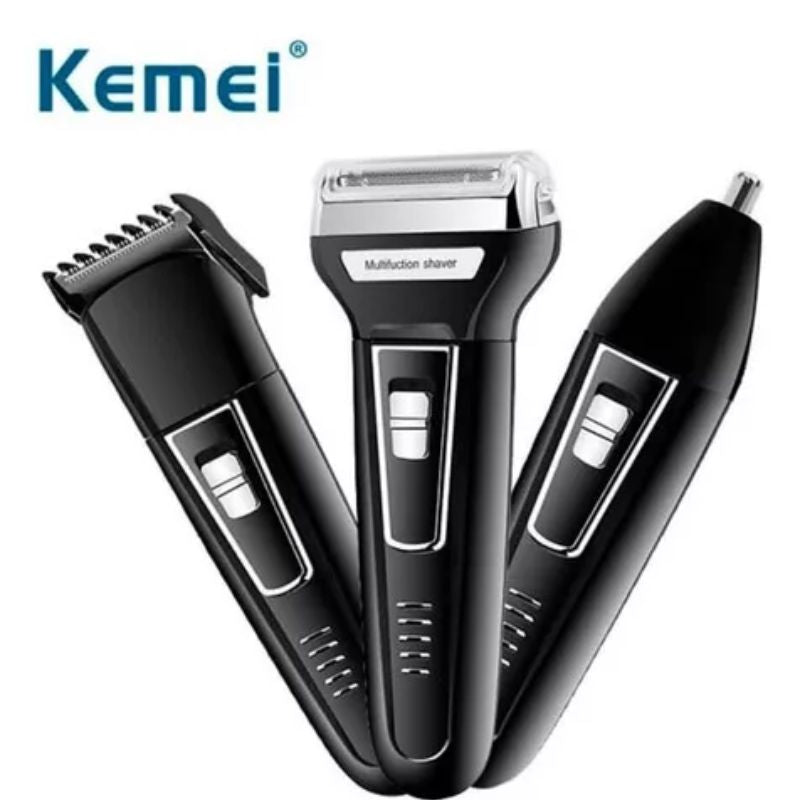 Aparador Barbeador 3 em 1 Recarregável Bivolt Kemei KM6558 – A Solução Completa para Cuidados Pessoais