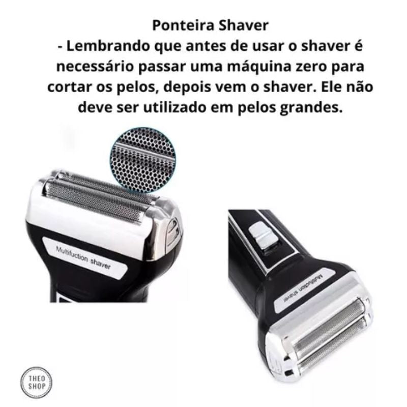 Aparador Barbeador 3 em 1 Recarregável Bivolt Kemei KM6558 – A Solução Completa para Cuidados Pessoais