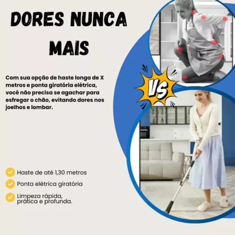 Escova de Limpeza Elétrica Rotativa 9 em 1 – Multiuso, Recarregável e com Cabo Extensível