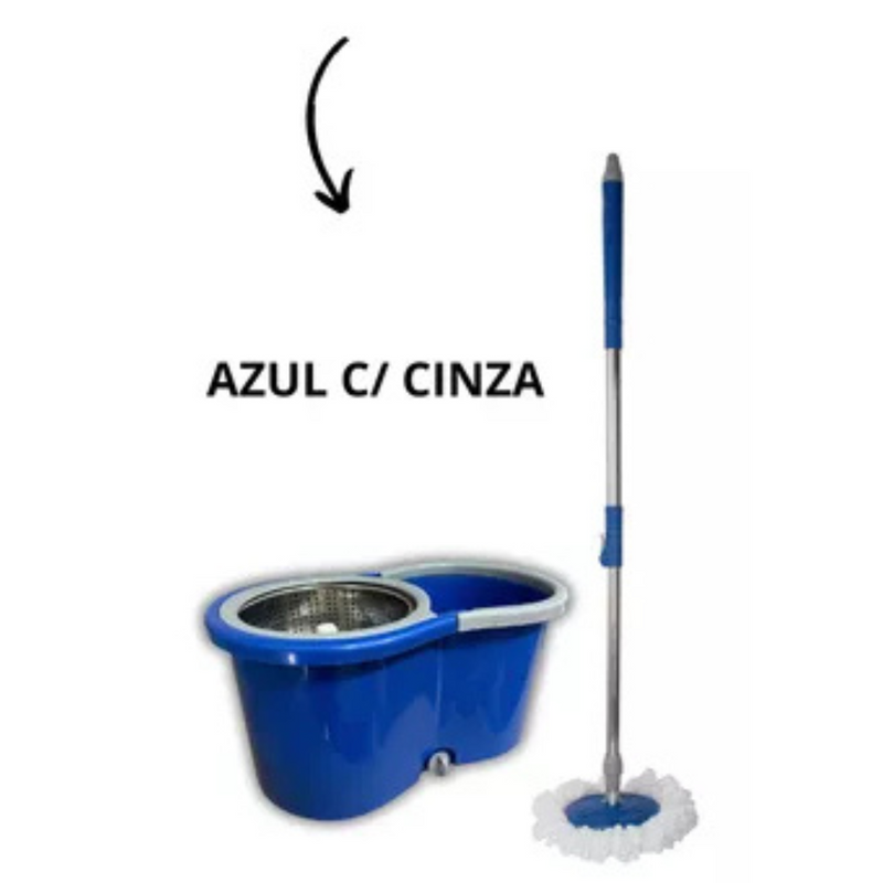 Mop Giratório Clean Tech 4L com Cesto Inox – Limpeza Fácil, Sem Esforço