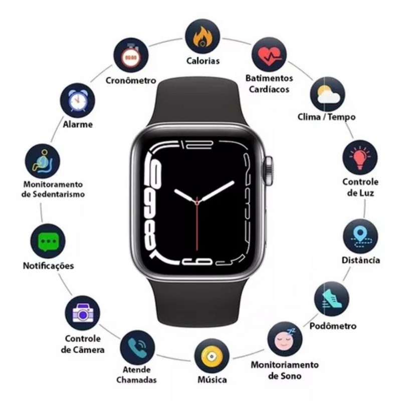 Smartwatch S8 Pro Series 8 Cinza – Tecnologia, Estilo e Saúde no Seu Pulso