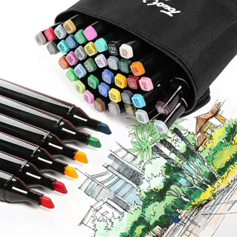Kit Caneta Colorida Ponta Dupla com Estojo – 120 Cores para Criar Sem Limites