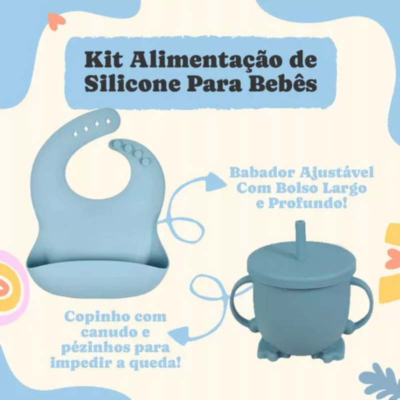 Kit Introdução Alimentar Bebê 8 Peças – Silicone Premium Roxo Claro | Segurança, Praticidade e Muito Estilo na Primeira Refeição
