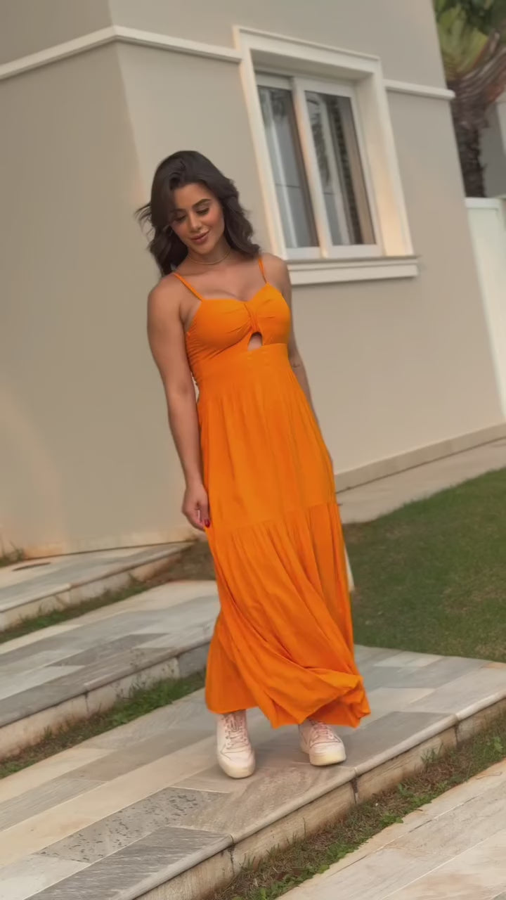 Vestido Bojo Midi Feminino - Laranja