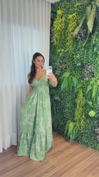 Vestido Decote V Feminino - Verde