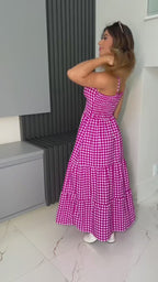 Vestido Bojo Midi Feminino - Fúcsia